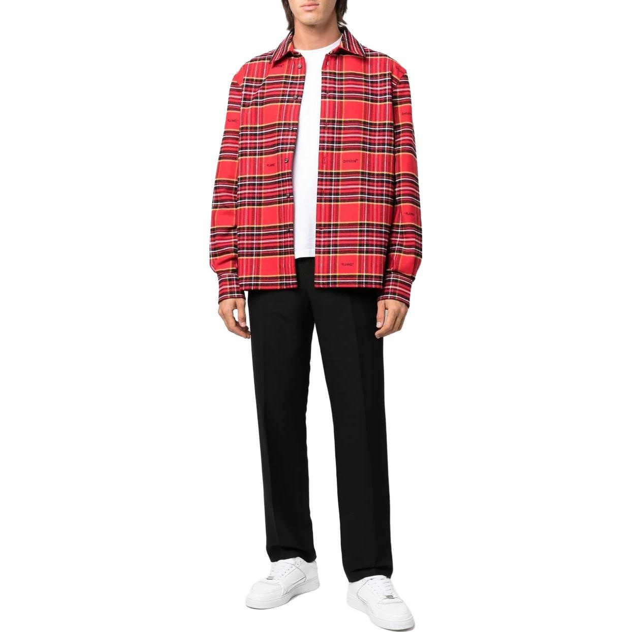 Off-White FW22 Stripe Lapel Long Sleeves Red Shirt OMGA227F22FAB0012510 - 3