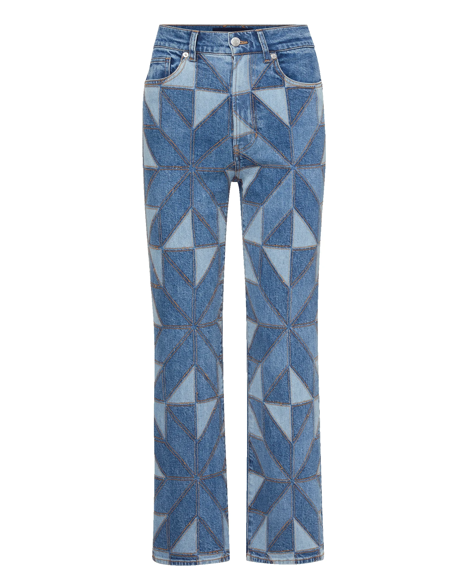 DYLAN QUILT-PRINT STRAIGHT-LEG JEAN - 1
