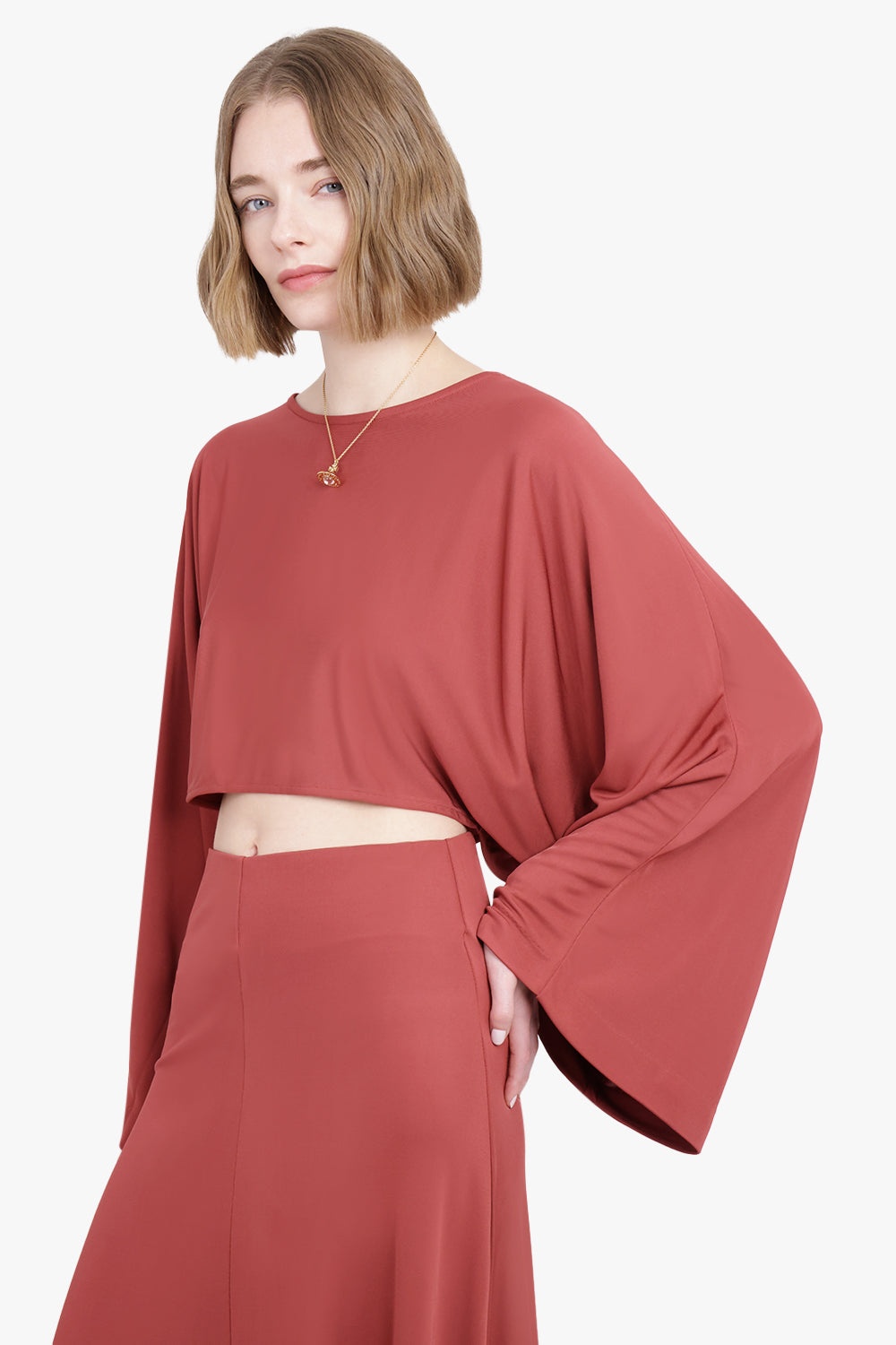 MOVERE LONG SLEEVE DRAPE TOP | TERRA - 3