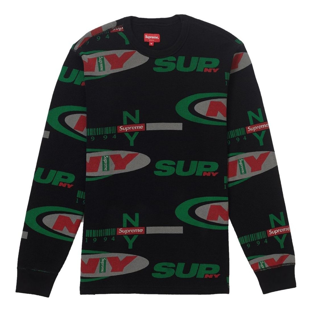 SUPREME18AW NY WAFFLE THERMAL ブラックシュプリーム SUPREME18AW NY WAFFLE THERMAL ブラックシュプリーム