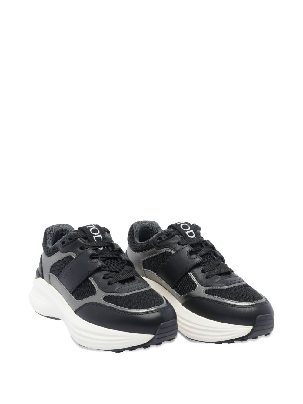leather-panelled lace-up sneakers - 2