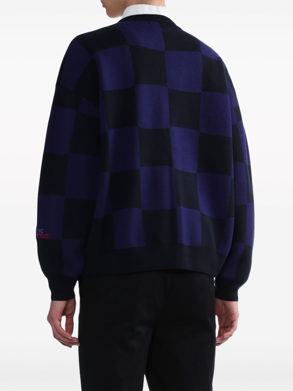 x Raf Simons logo-appliquÃ© checkered cotton cardigan - 4