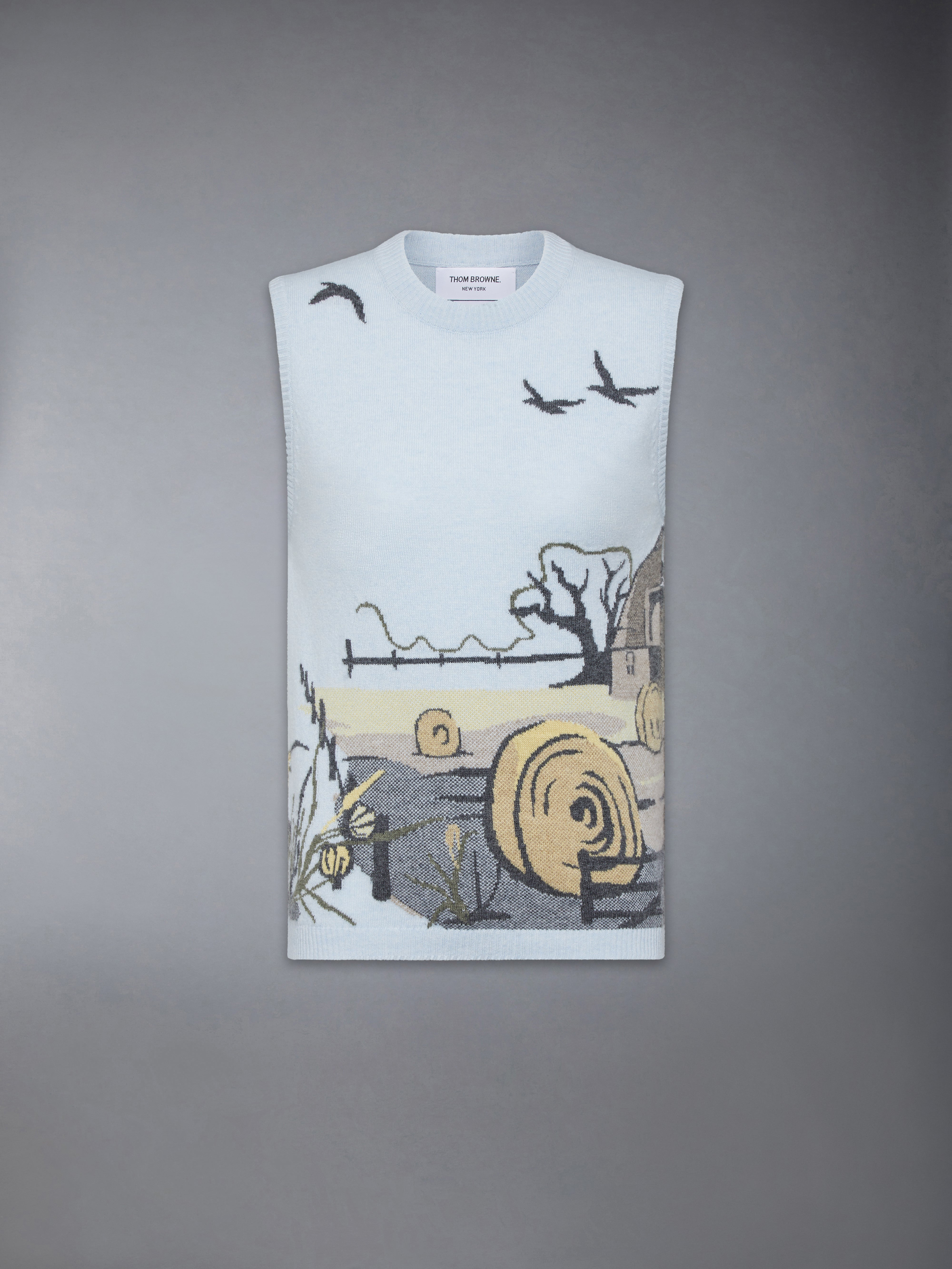 SCENIC INTARSIA CASHMERE SHELL TOP - 1