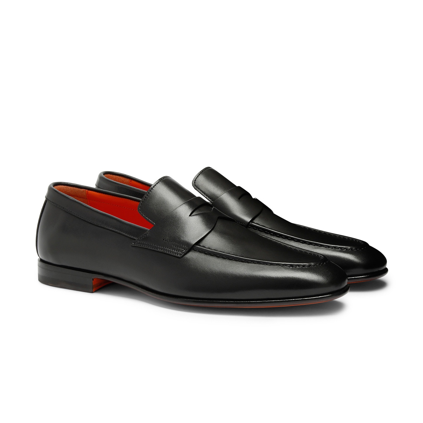 Men's polished black leather penny loafer - 3