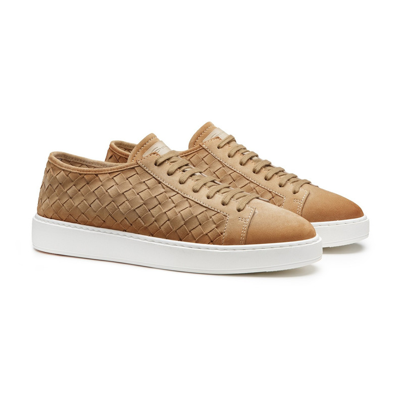 Men's beige woven suede sneaker 3
