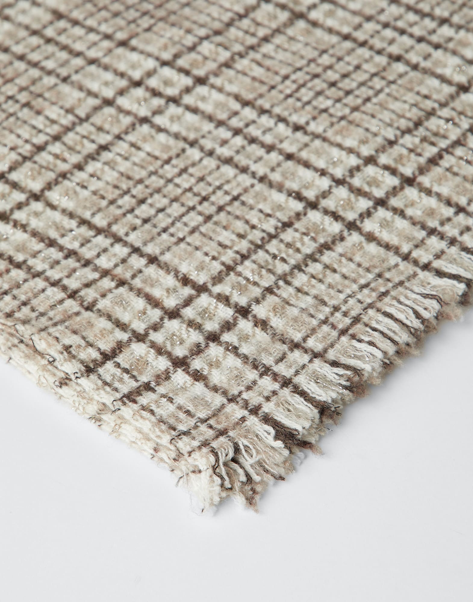 Sparkling cashmere and virgin wool checked scarf - 2