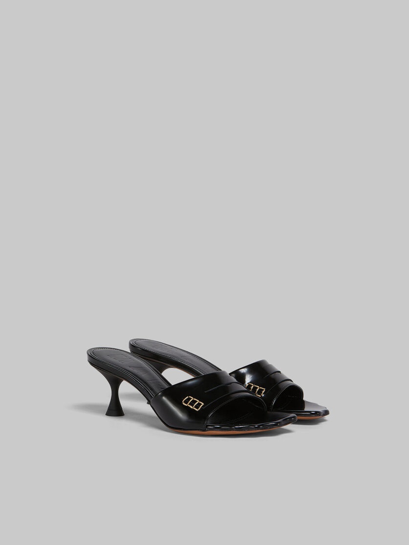BLACK LEATHER MOONLIGHT SANDAL WITH SCULPTED TOE - 2