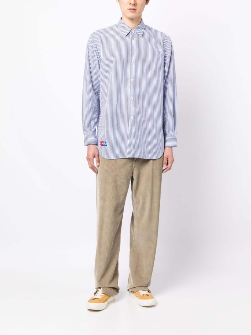 Comme des Garçons PLAY x Invader Pixel-patch striped cotton shirt outlook