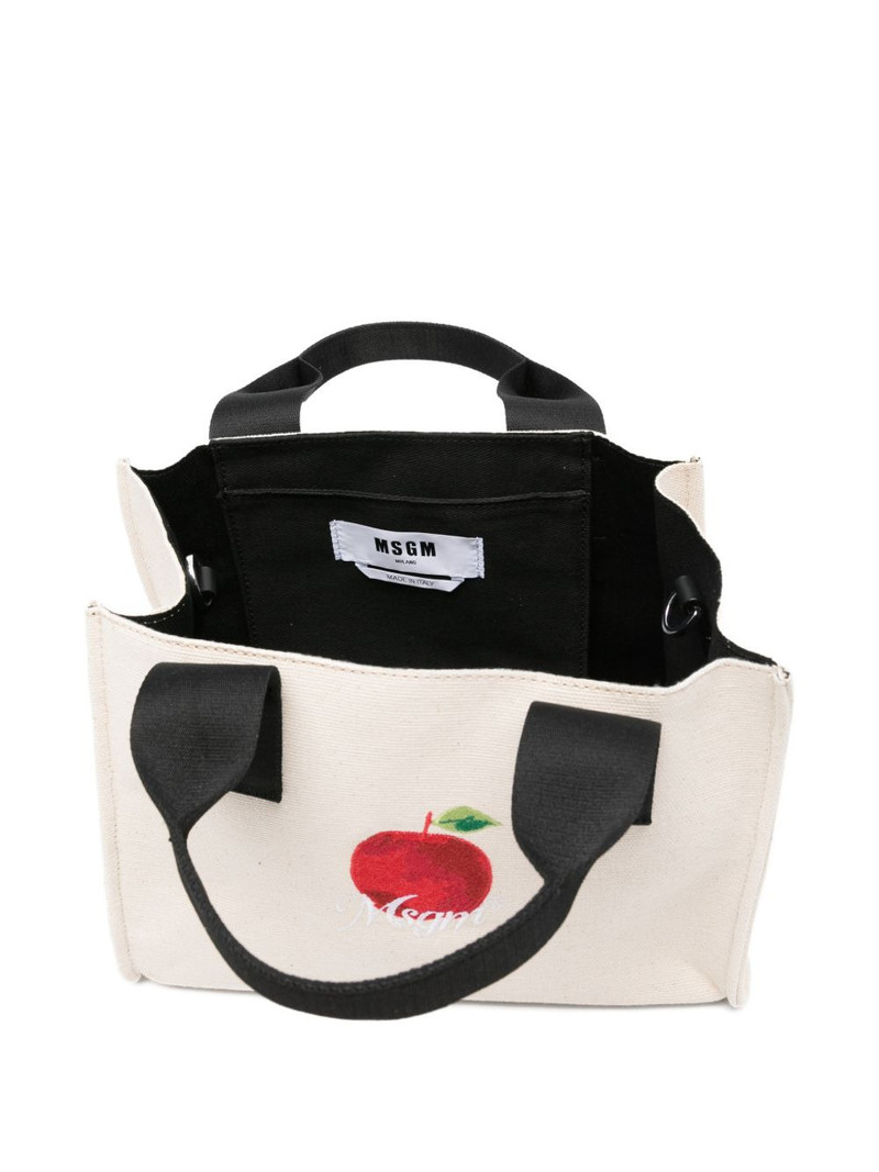 small apple embroidered tote bag 5