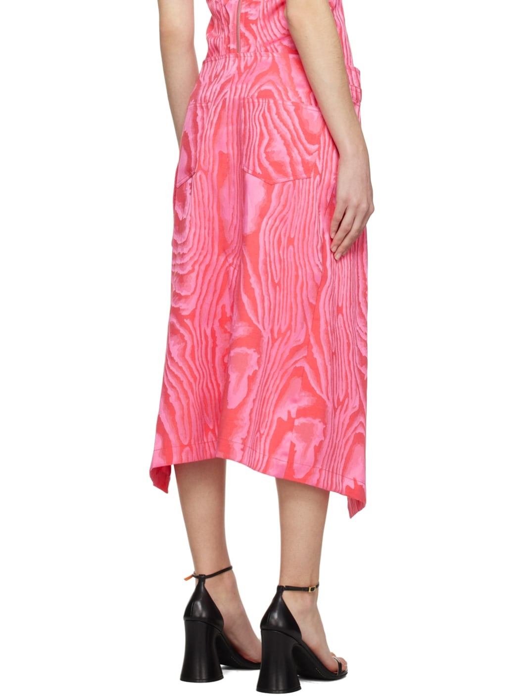 Pink Side Split Midi Skirt - 3