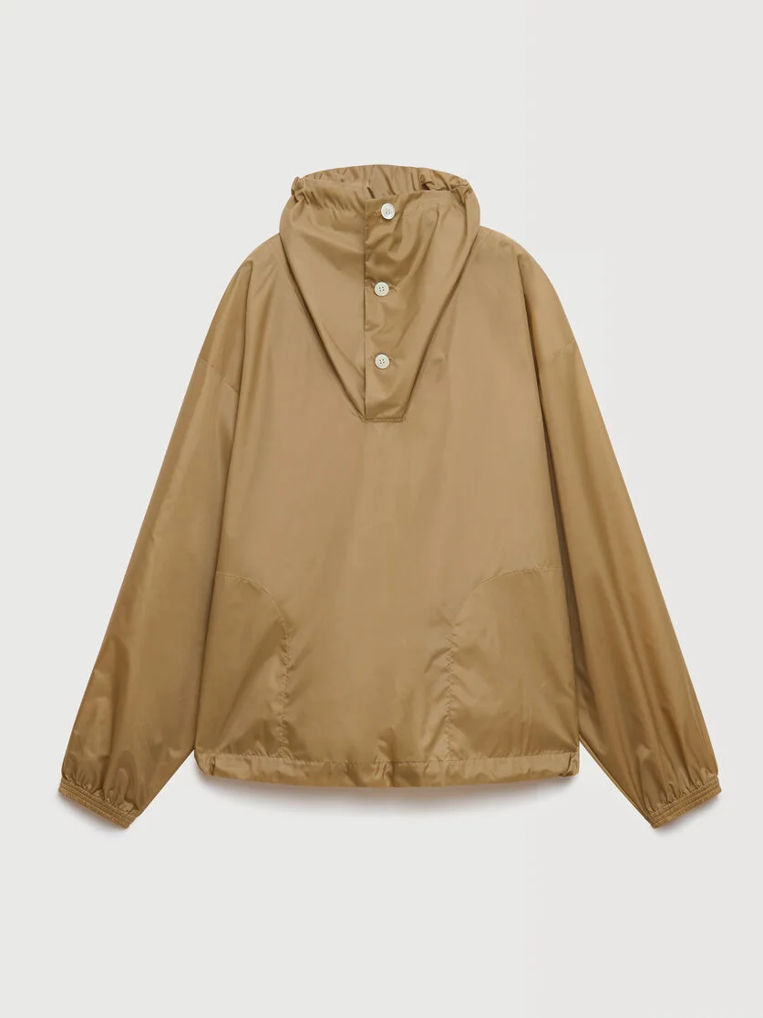 BEIGE NYLON JACKET WITH FUNNEL NECK - 1