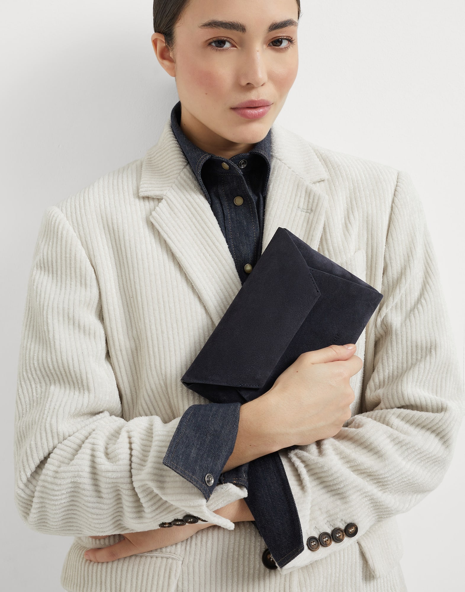 Brunello Cucinelli BC Duo pochette in suede with precious