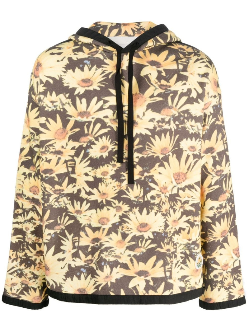 floral print drawstring hoodie 1