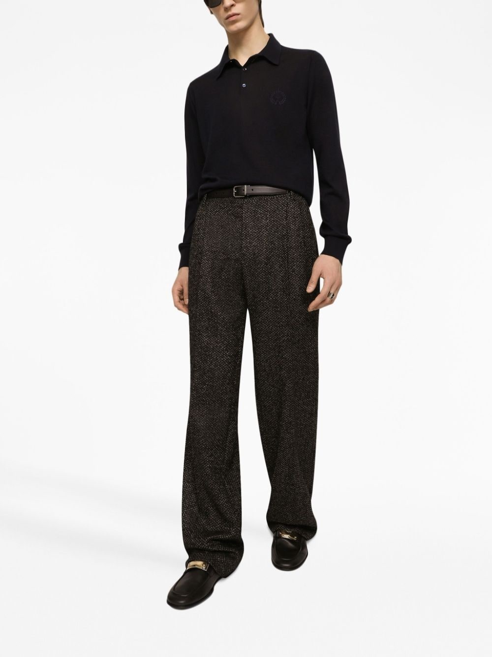 logo-embroidered cashmere polo shirt - 3