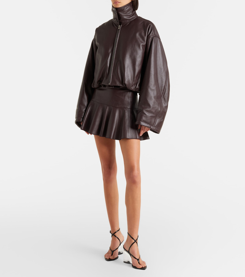 Alaïa Pleated leather miniskirt outlook