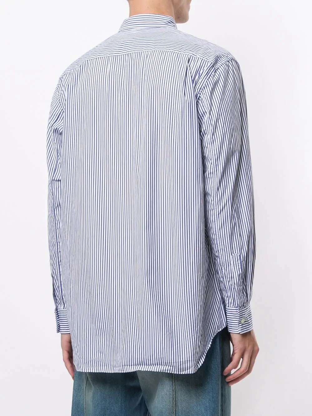 logo-patch striped shirt - 4