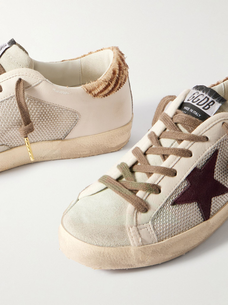 Super-Star calf hair and suede-trimmed mesh and distressed leather sneakers Off-white 4