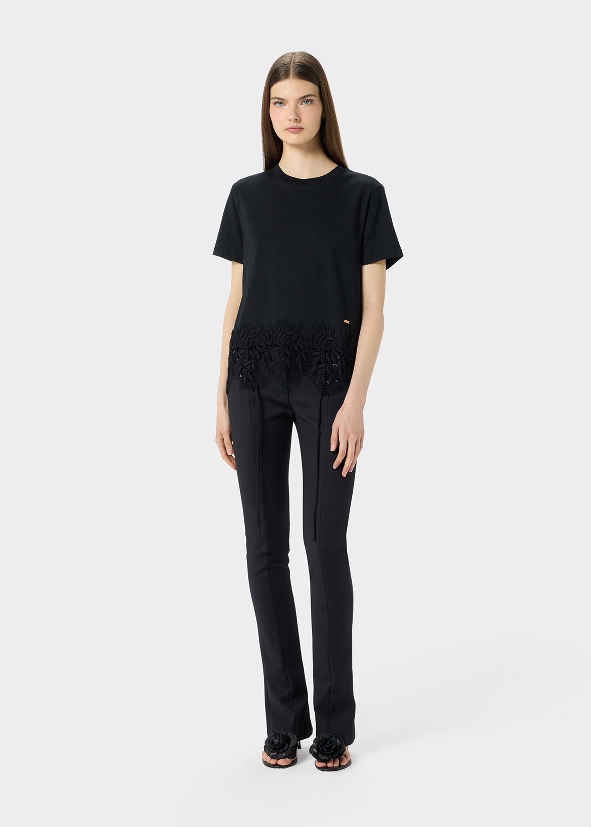 T-SHIRT WITH LACE INLAYS - 2