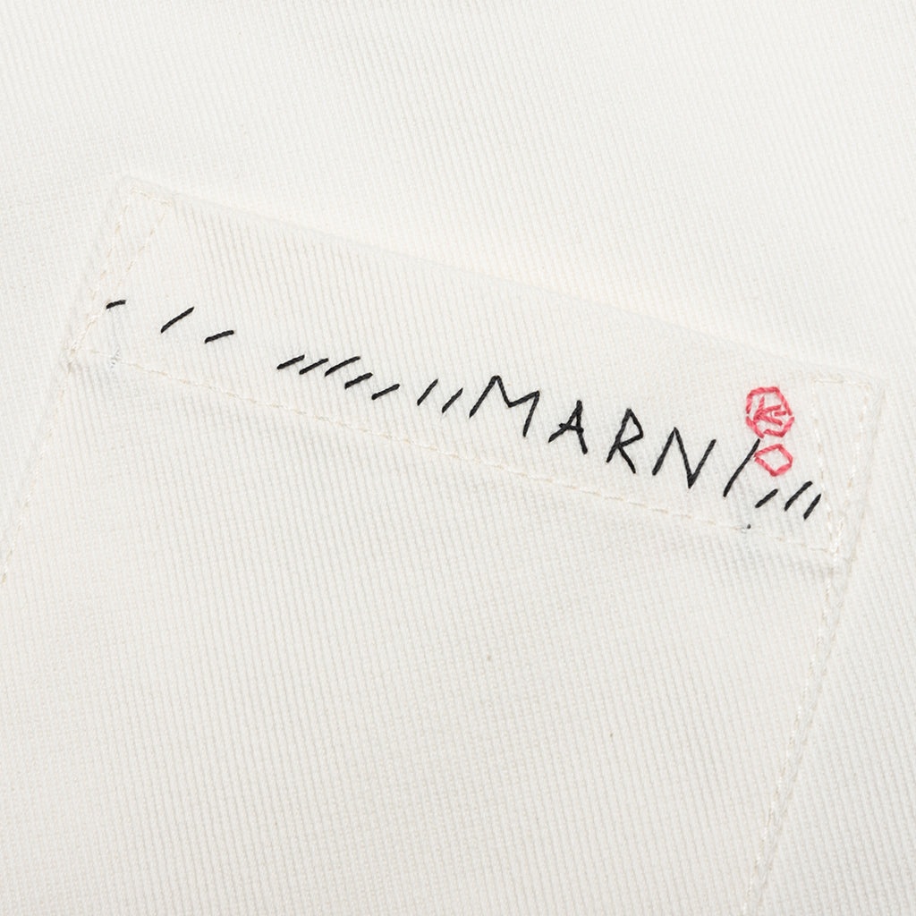 WHITE DRILL SHIRT WITH MENDING - LILY WHITE - 4