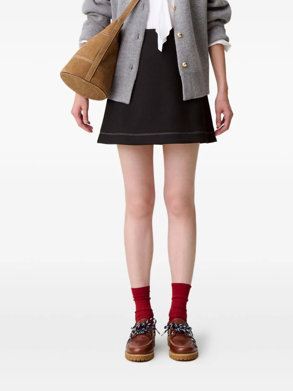 contrast-stitch mini skirt - 1