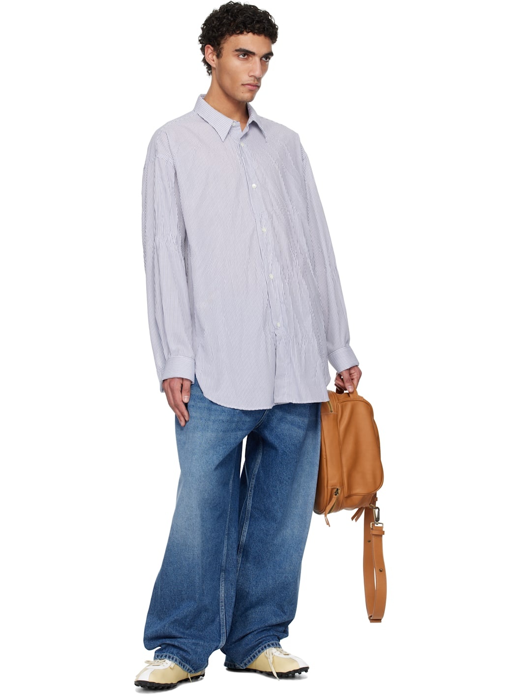 Blue Pleated Jeans - 4