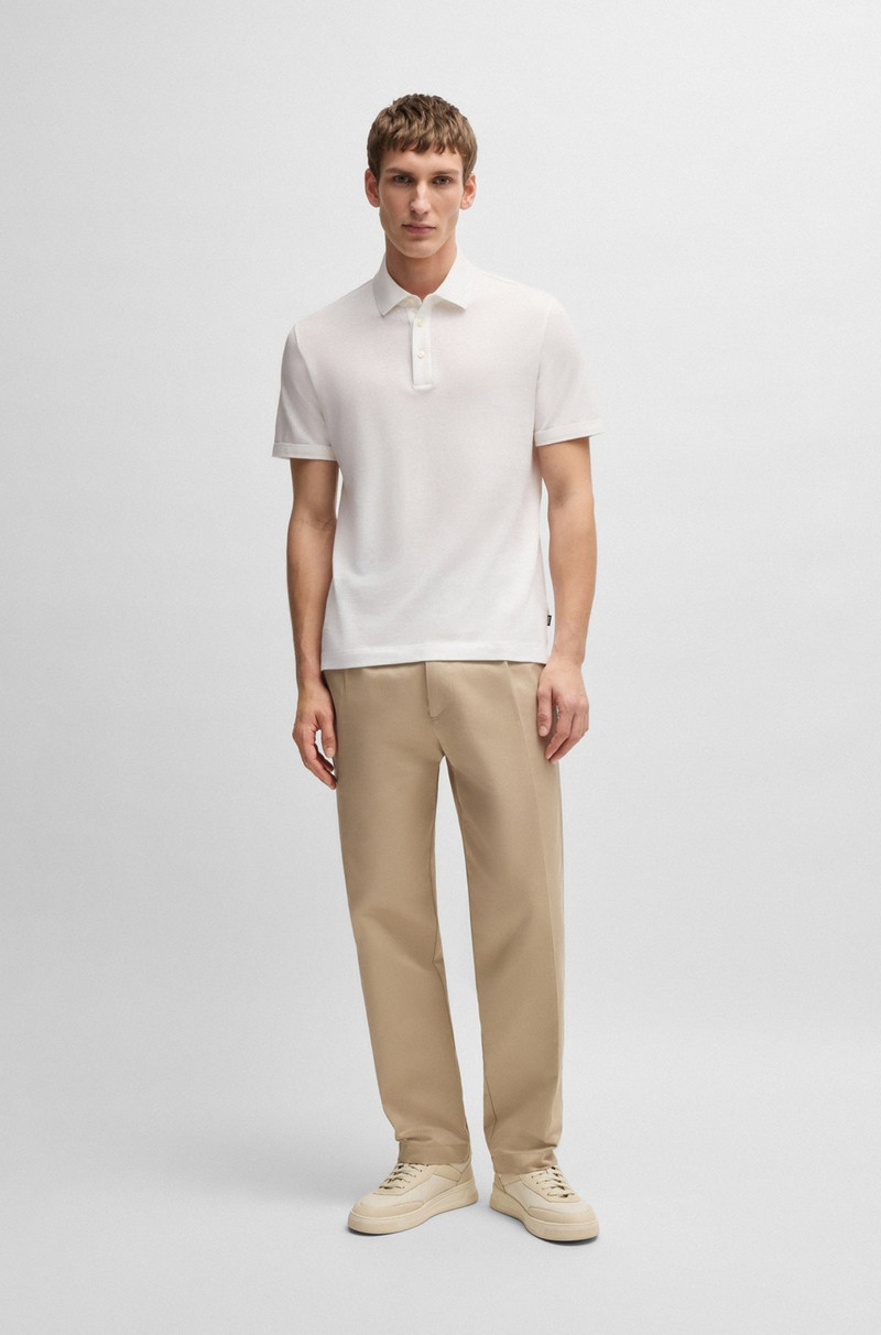 BOSS KNIT POLO SHIRT IN COTTON AND LINEN outlook