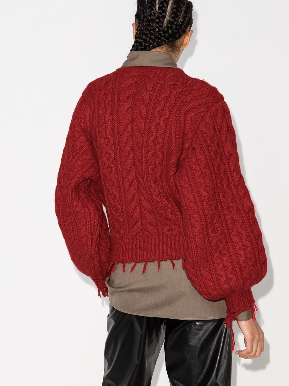 cable-knit distressed jumper - 3