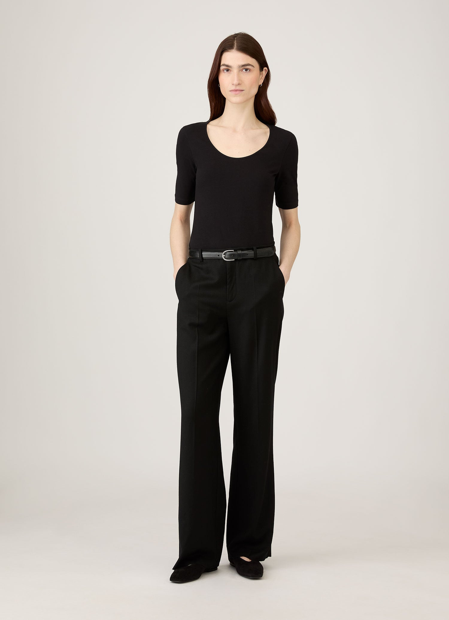 Stretch Cotton Scoop Top - 2