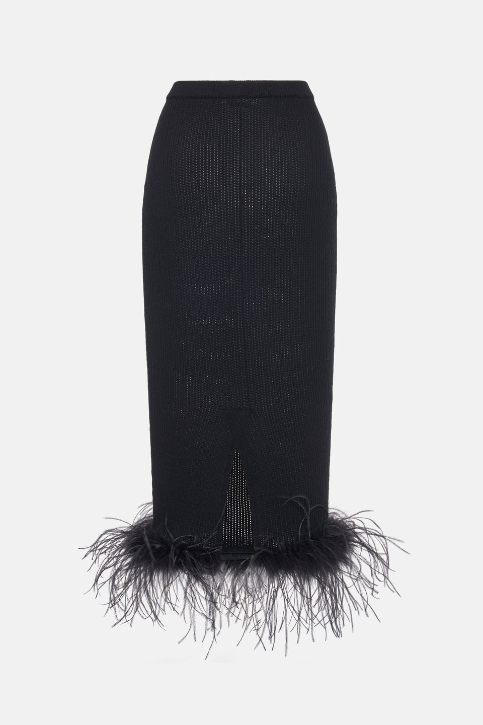 WOOL BLEND KNITTED SKIRT WITH FEATHERS - 2