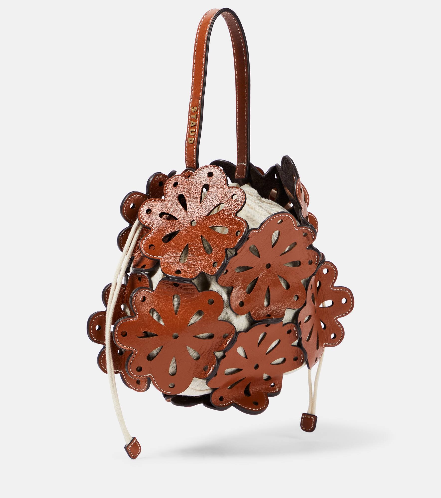 Flora leather bucket bag - 4