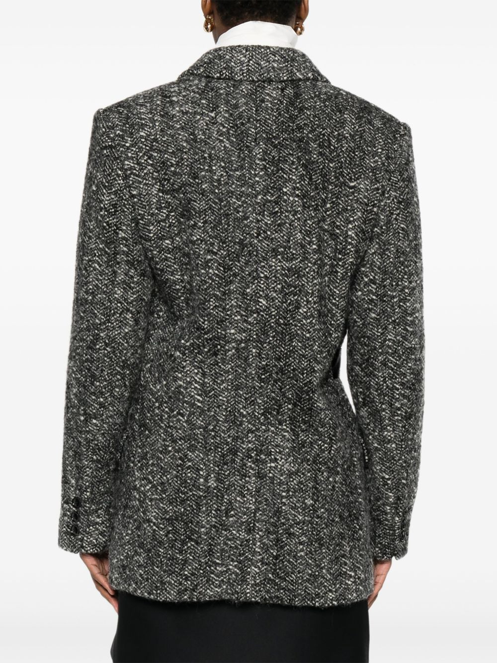 buckle-detail buttoned tweed jacket - 4