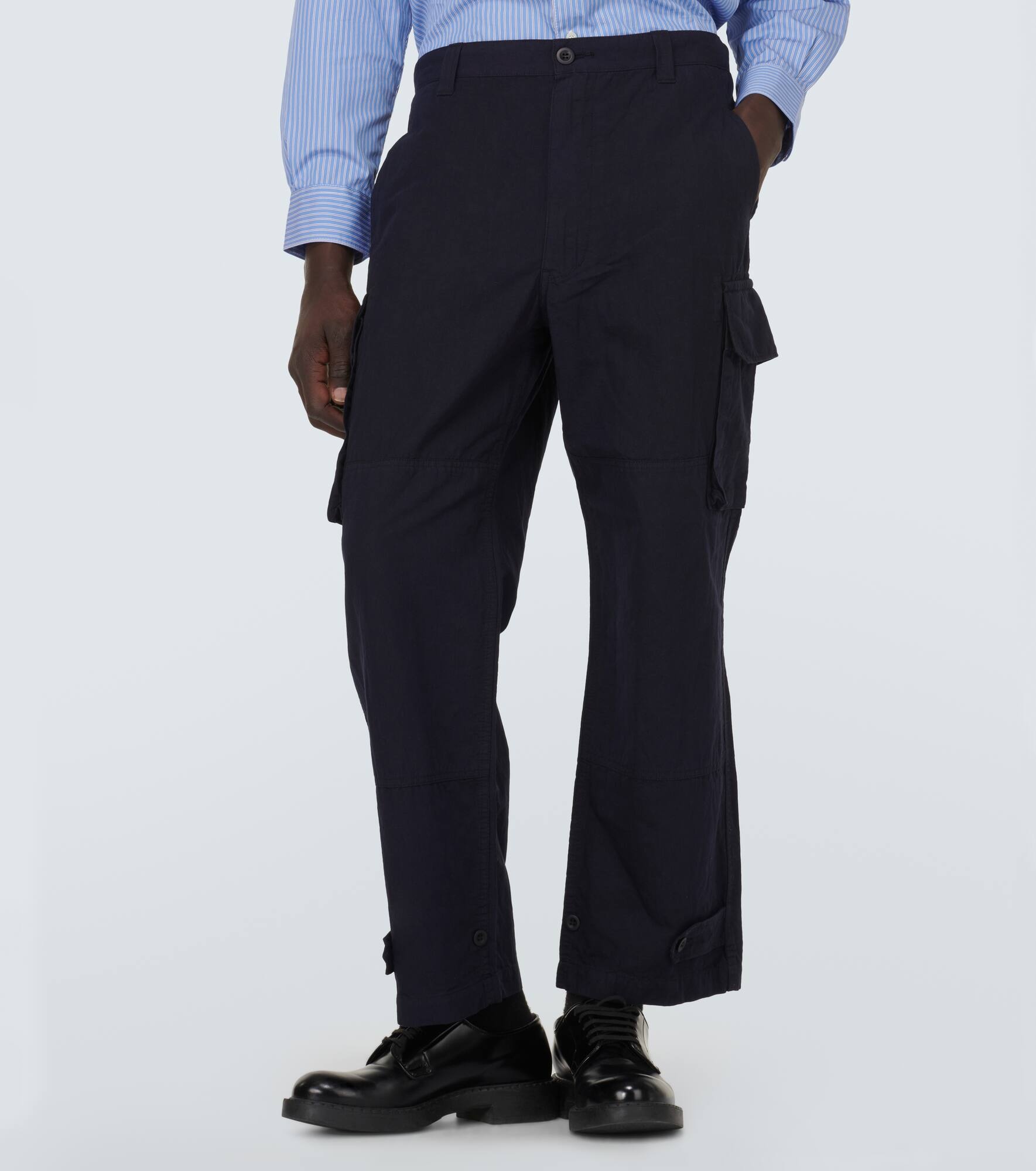 Cotton and linen cargo pants - 3