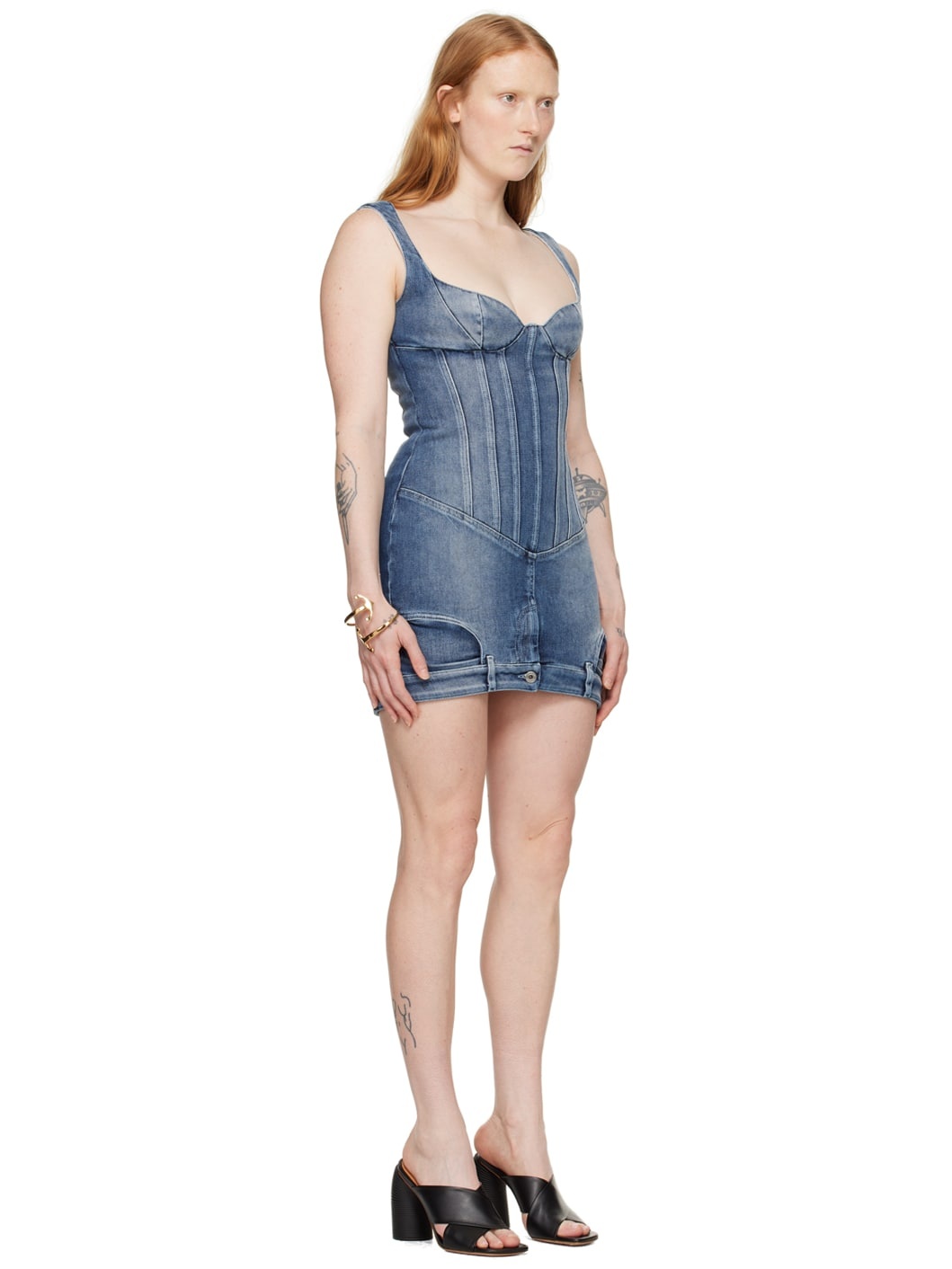 Blue Upside Down Denim Minidress - 2