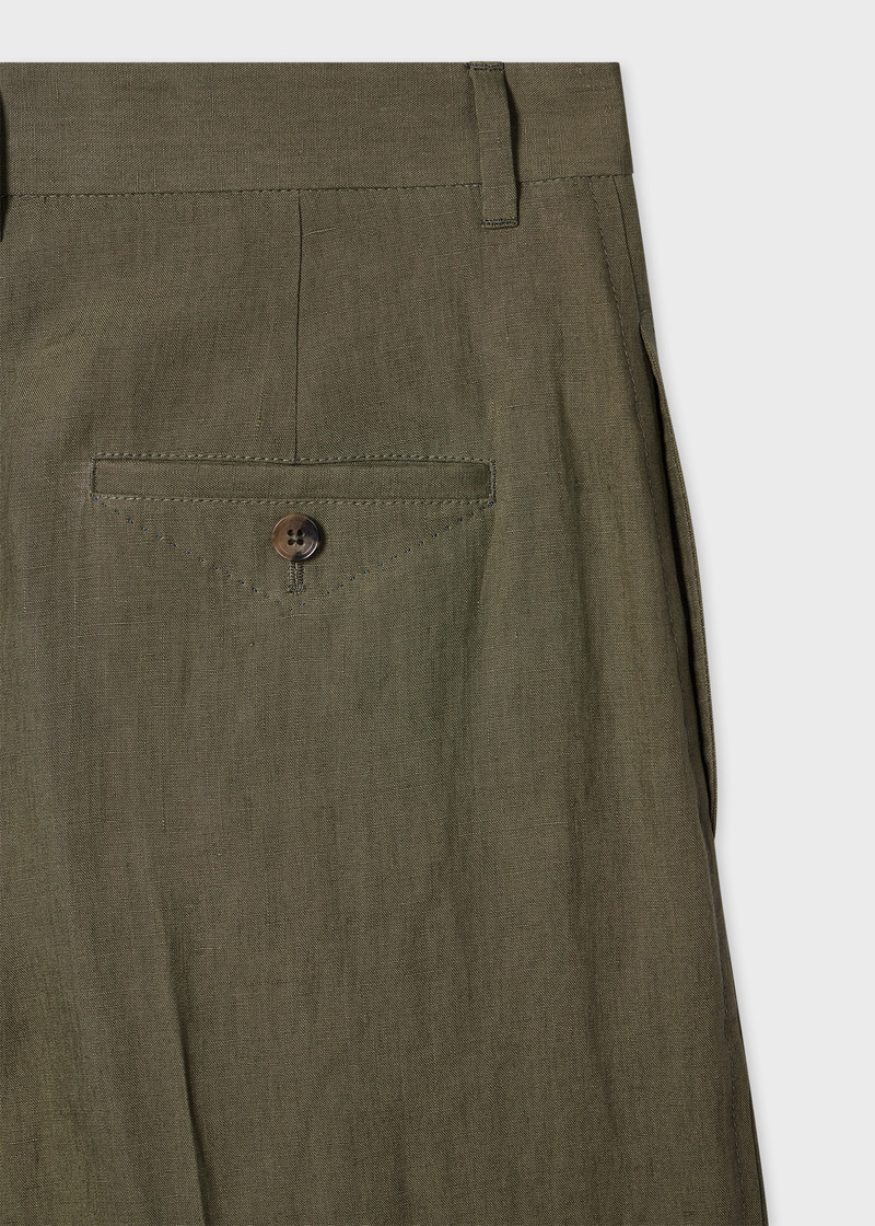 Paul Smith Women's Khaki Pleated Linen Trousers outlook