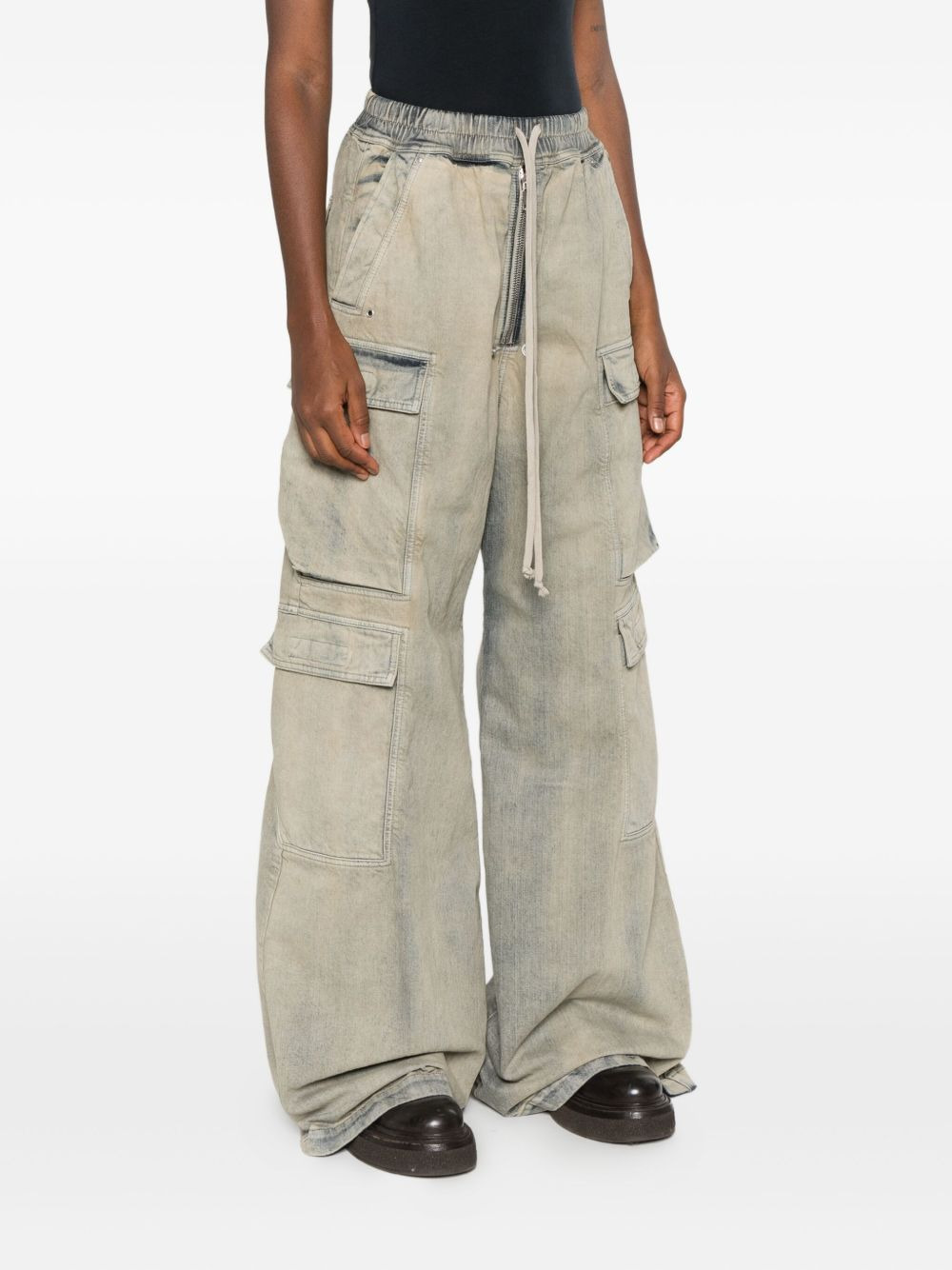 cargo-pocket drawstring jeans - 3