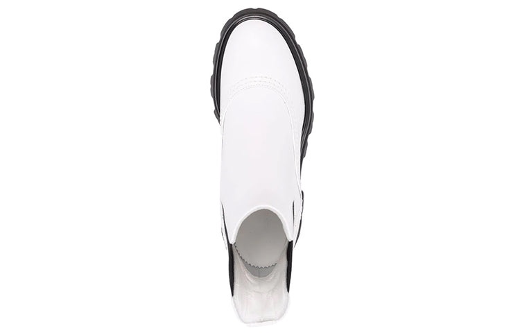(WMNS) Alexander McQueen Leather Chelsea Ankle Boots 'White Black' 666368WHZ849360 - 4