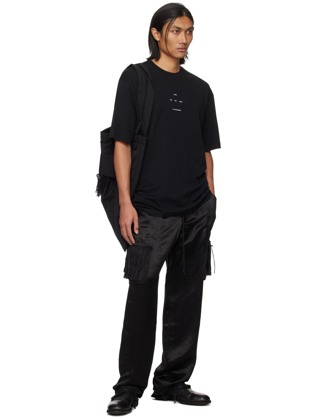 Black Lined Cargo Pants - 4