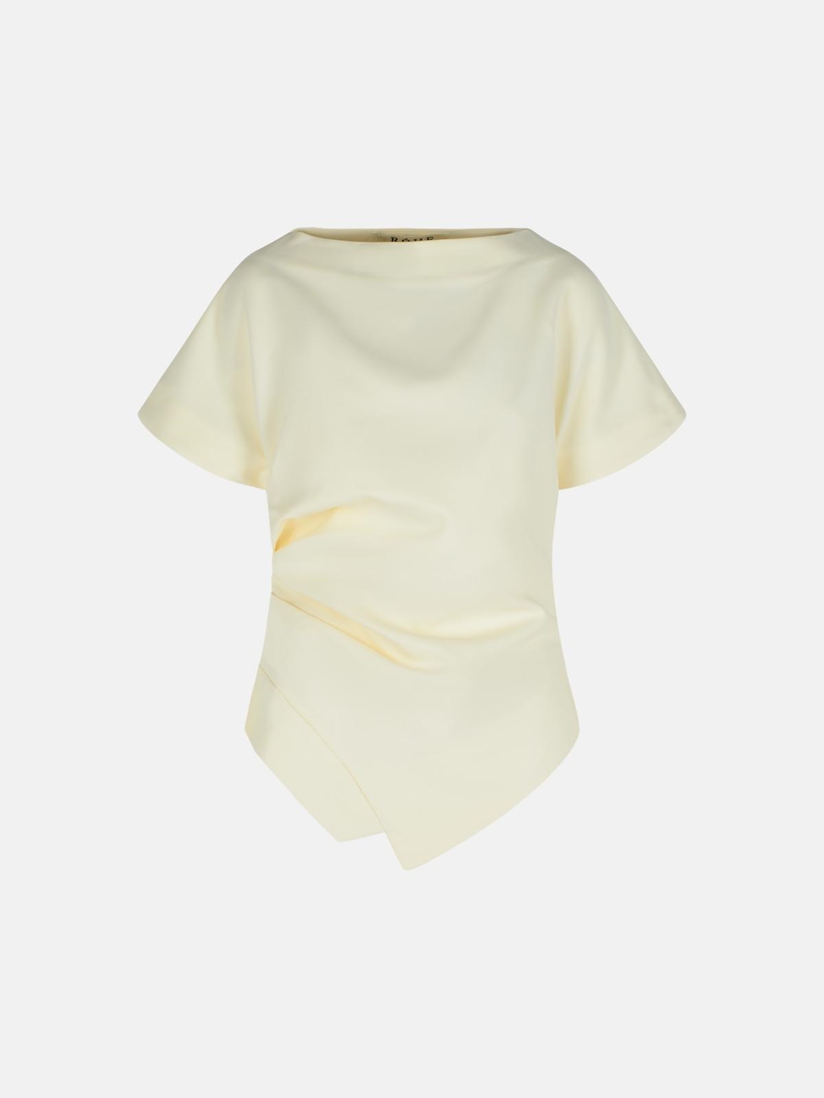 DRAPED T-SHIRT IN WHITE VISCOSE BLEND - 1