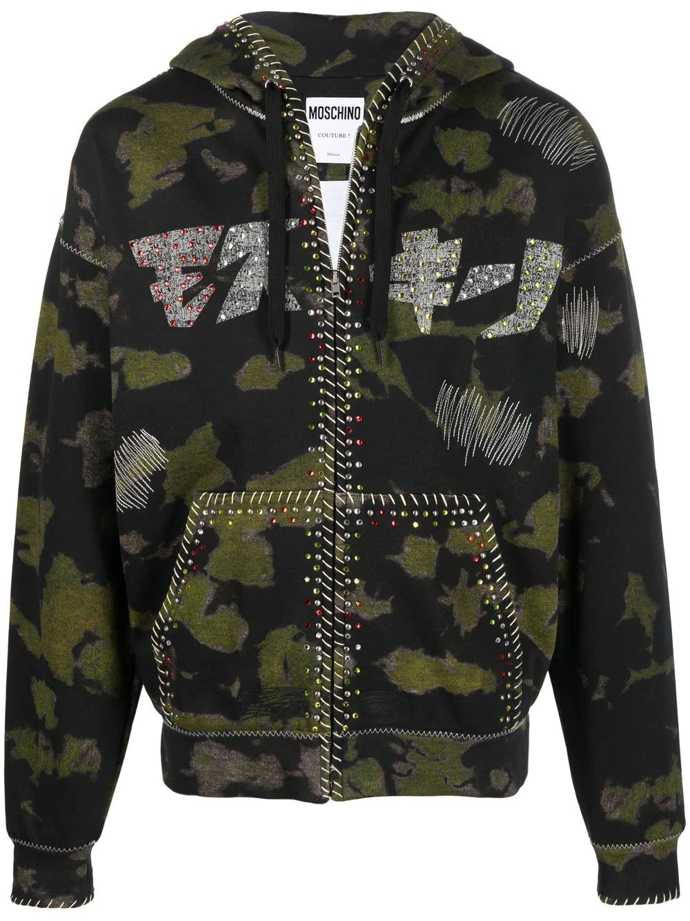 camouflage print zipped hoodie - 1