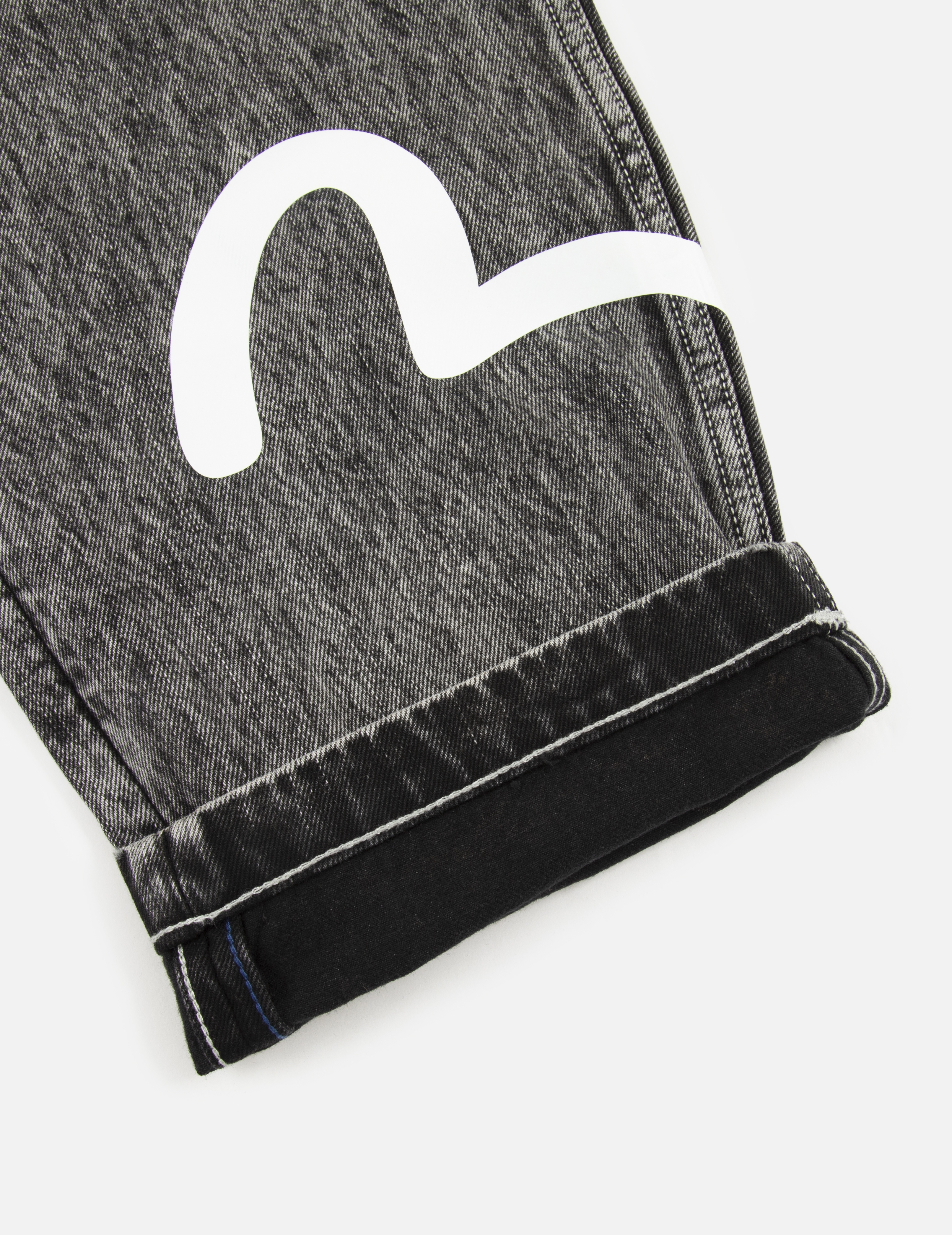 SEAGULL PRINT DOUBLE LAYER LOOSE FIT JEANS - 7