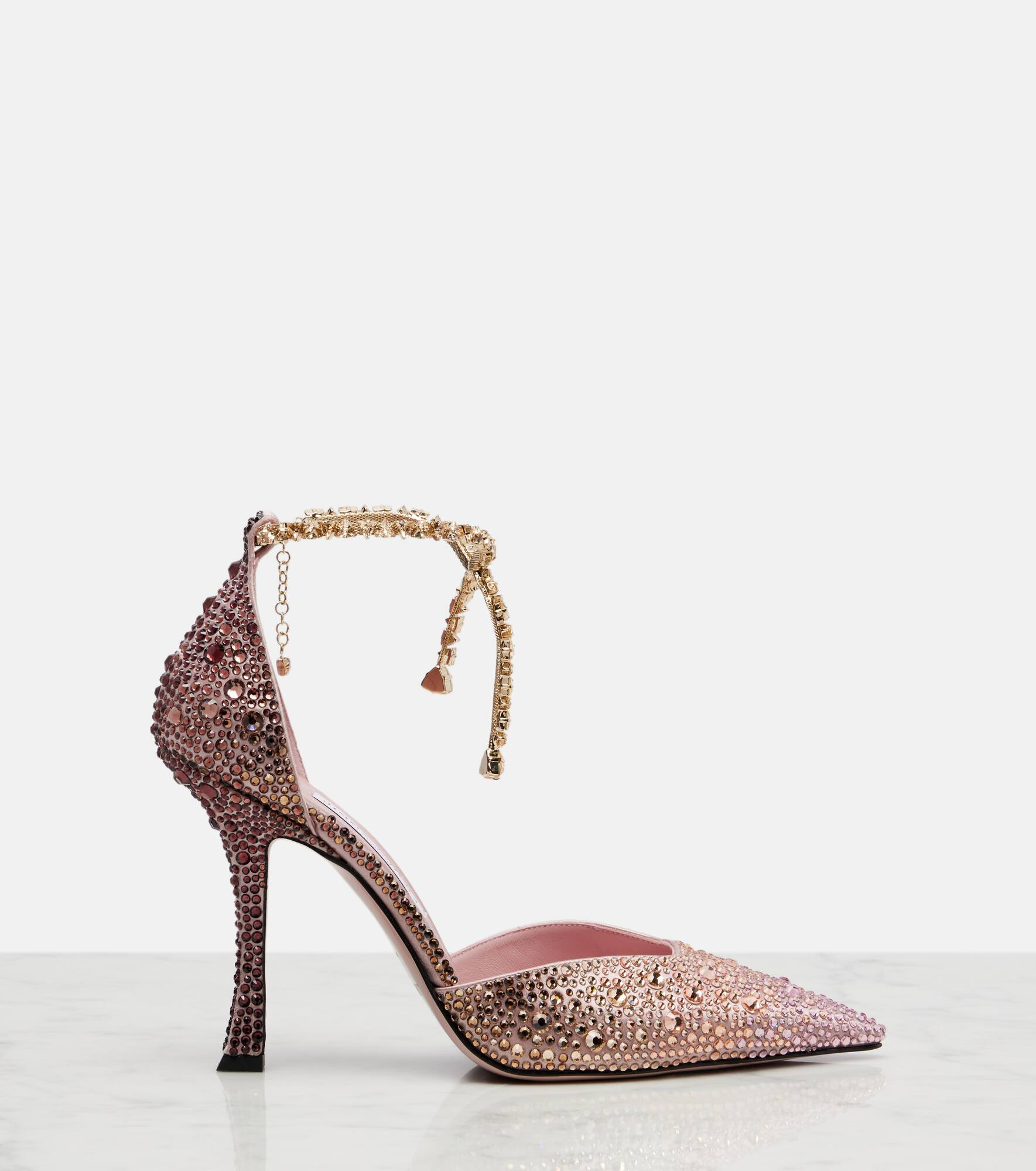 Stevie 100 crystal-embellished satin pumps - 4