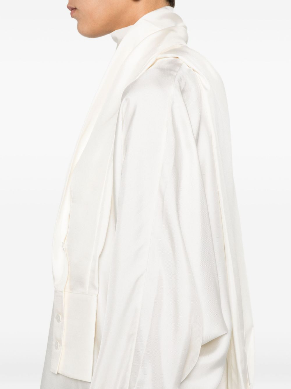 scarf-detail long-sleeved blouse - 5