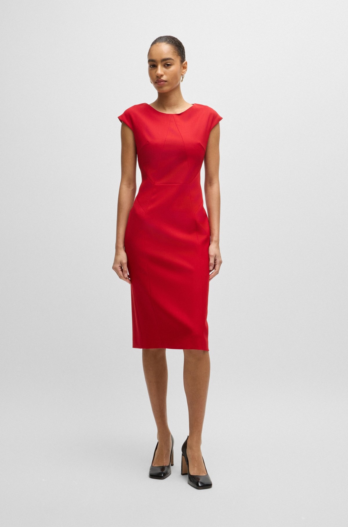 CAP-SLEEVE DRESS IN WOOL TWILL - 3