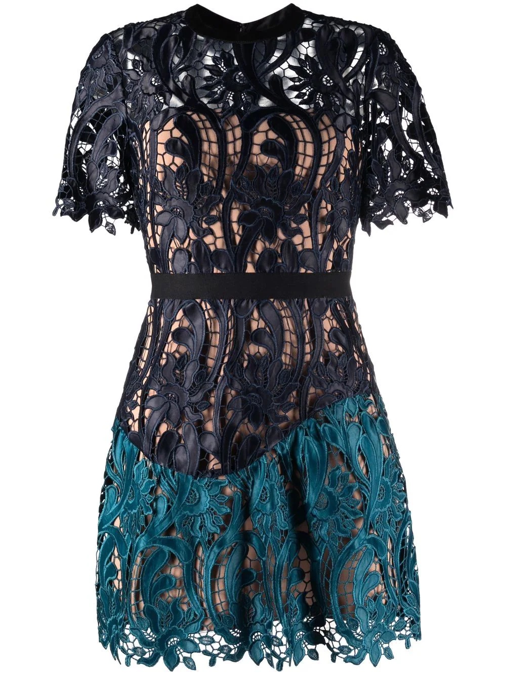 two-tone guipure lace minidress - 1