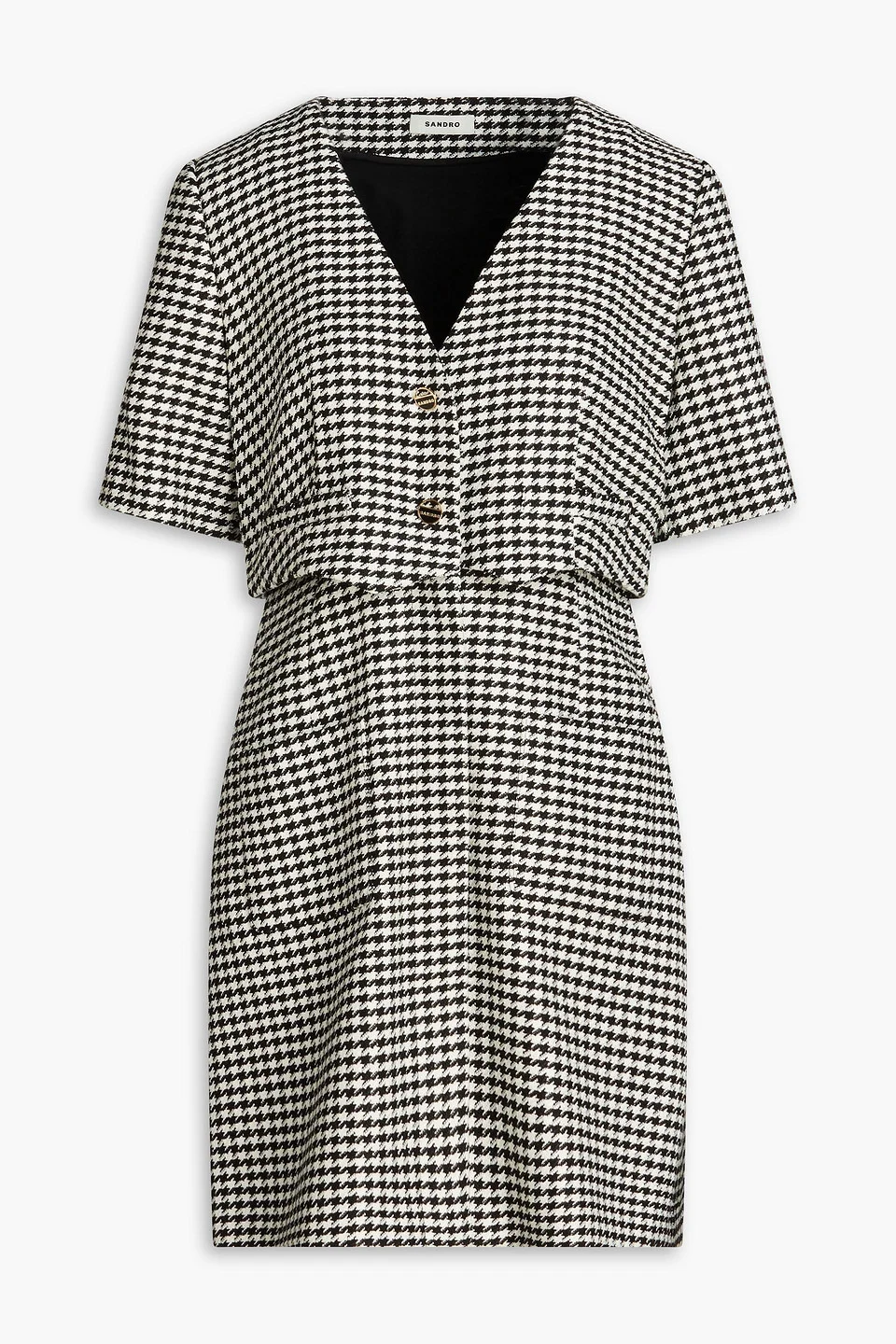 Houndstooth tweed mini dress - 1