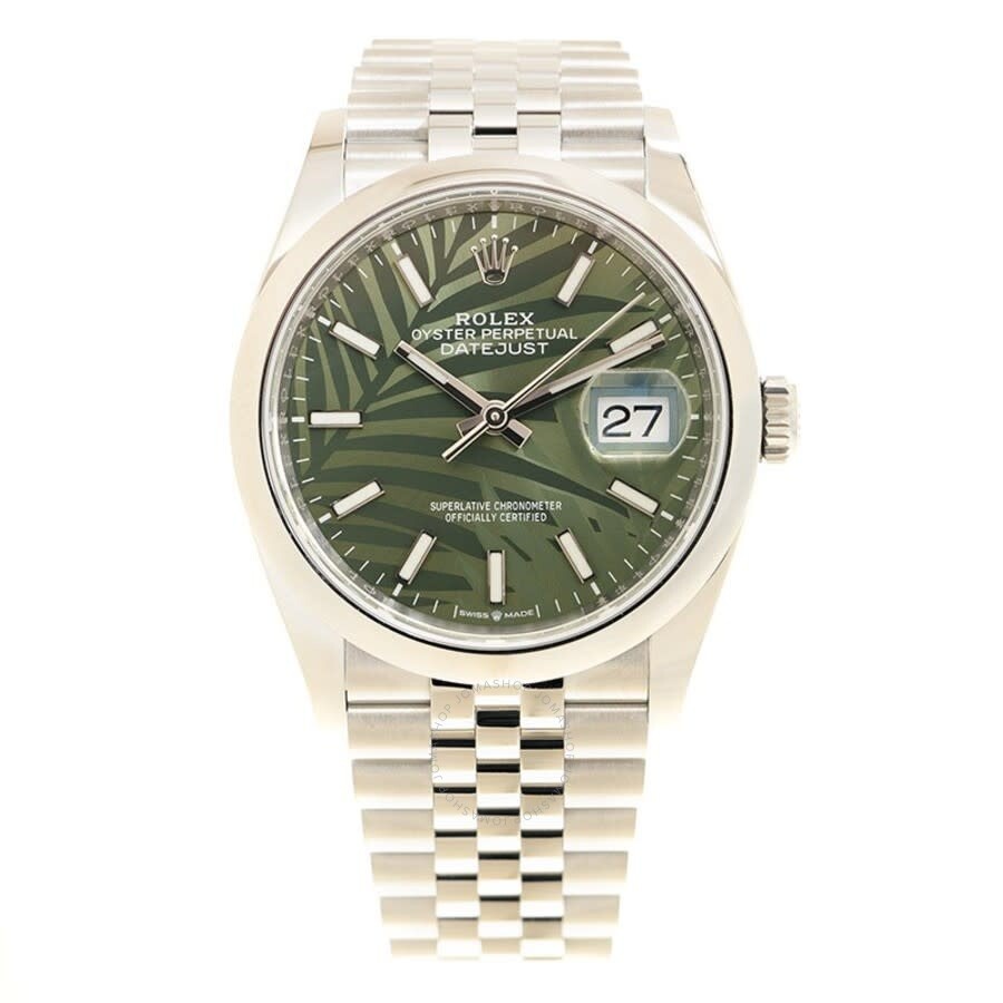 Rolex Datejust 36 Automatic Olive Green Palm Ladies Watch 126200GNSPLMJ - 3
