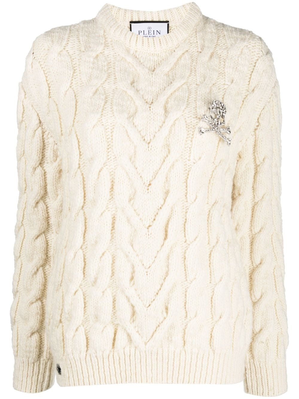 long-sleeve cable-knit jumper - 1