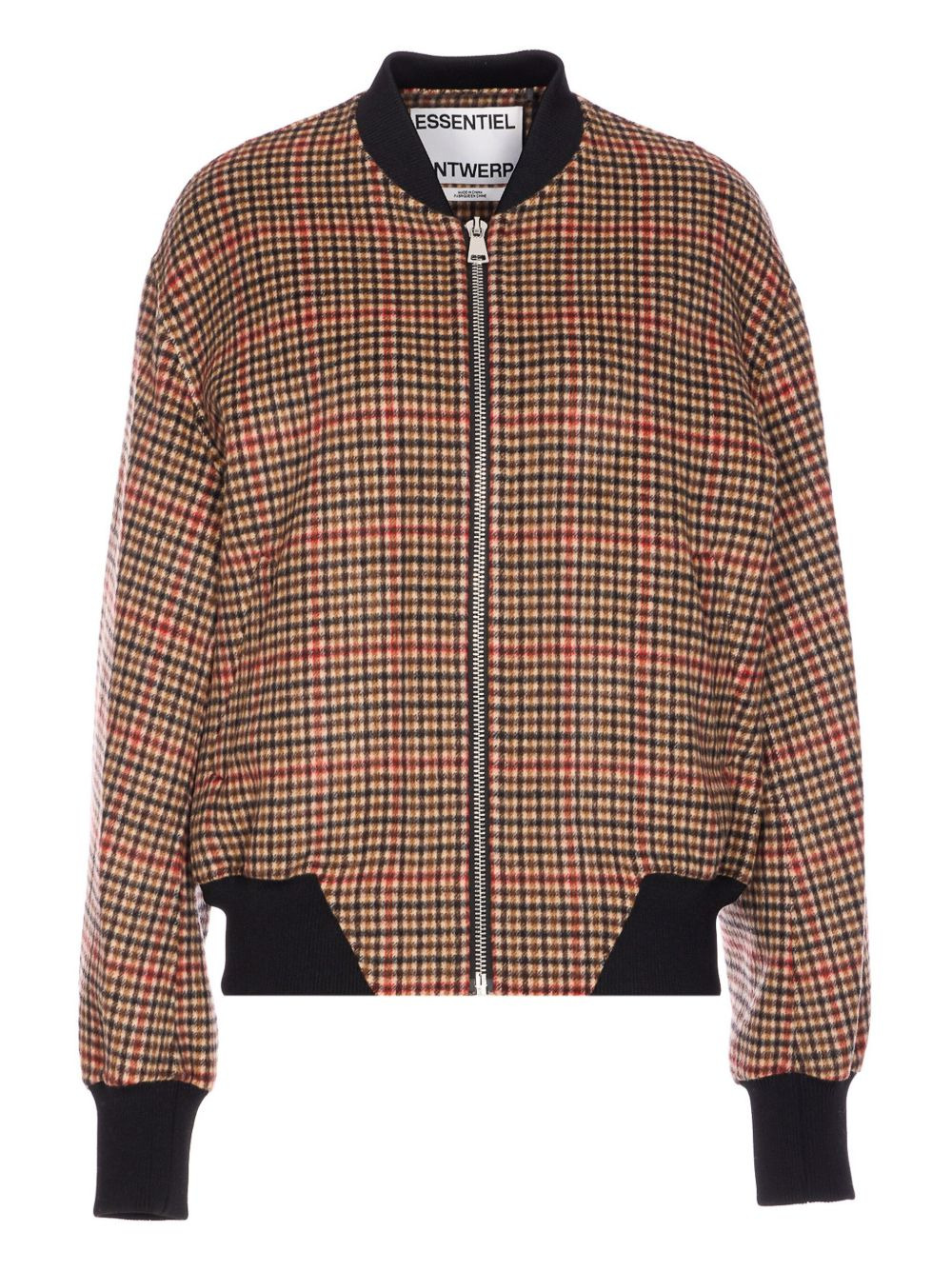 check zip-front wool jacket - 1