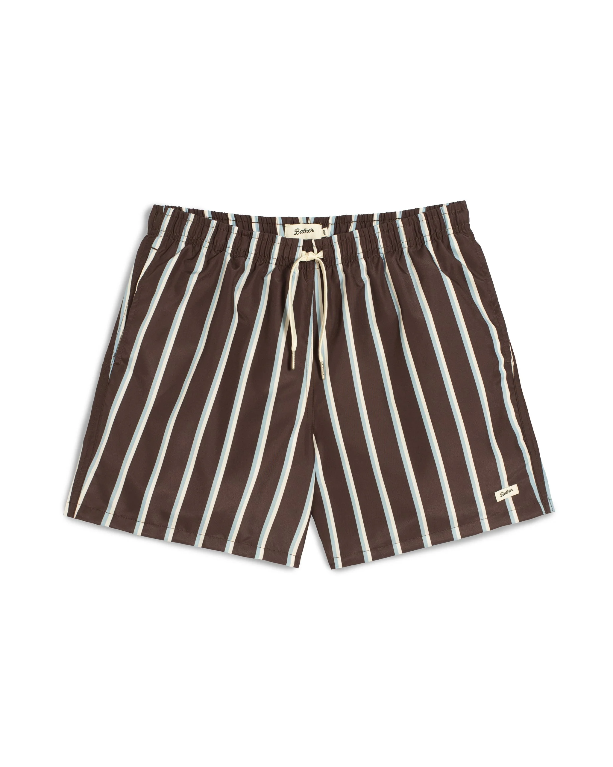 Brown & Blue Fine Stripe Swim Trunk - 1