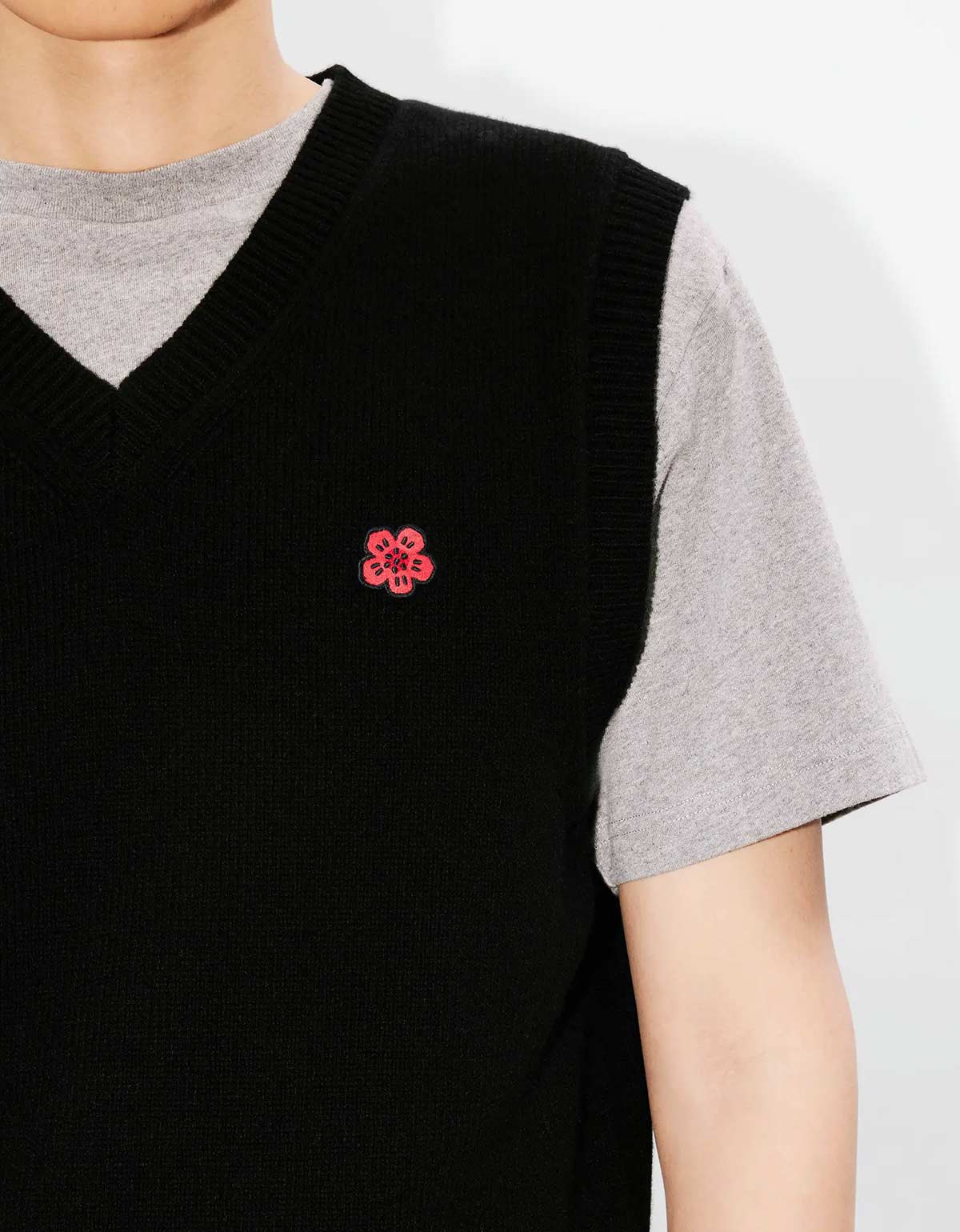 Kenzo Black Boke Flower Embroidered Sleeveless Wool Jumper - 5